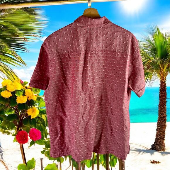 Cubavera Men's Large Red & White Embroidered Linen Blend S/S Button Up Shirt - Picture 2 of 8